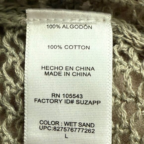 Derek Lam Open Stitch Army Green Wet Sand Crochet Tank Top Size L - Picture 7 of 7